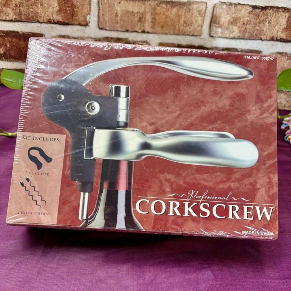 Costco Professional Heavy Duty Corkscrew Kit Foil Cutter Extra Screws, New & Sea